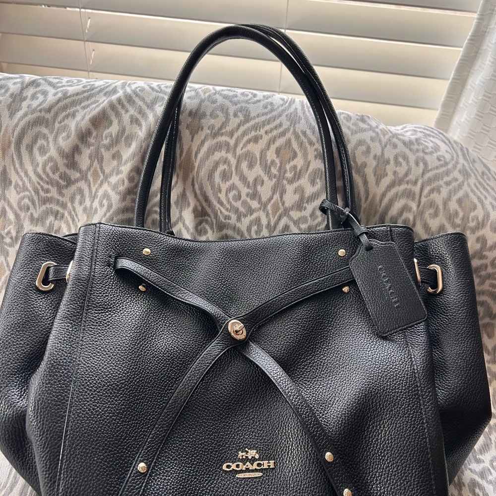 Coach Black Pebbled Leather Tote - Picture 9 of 16